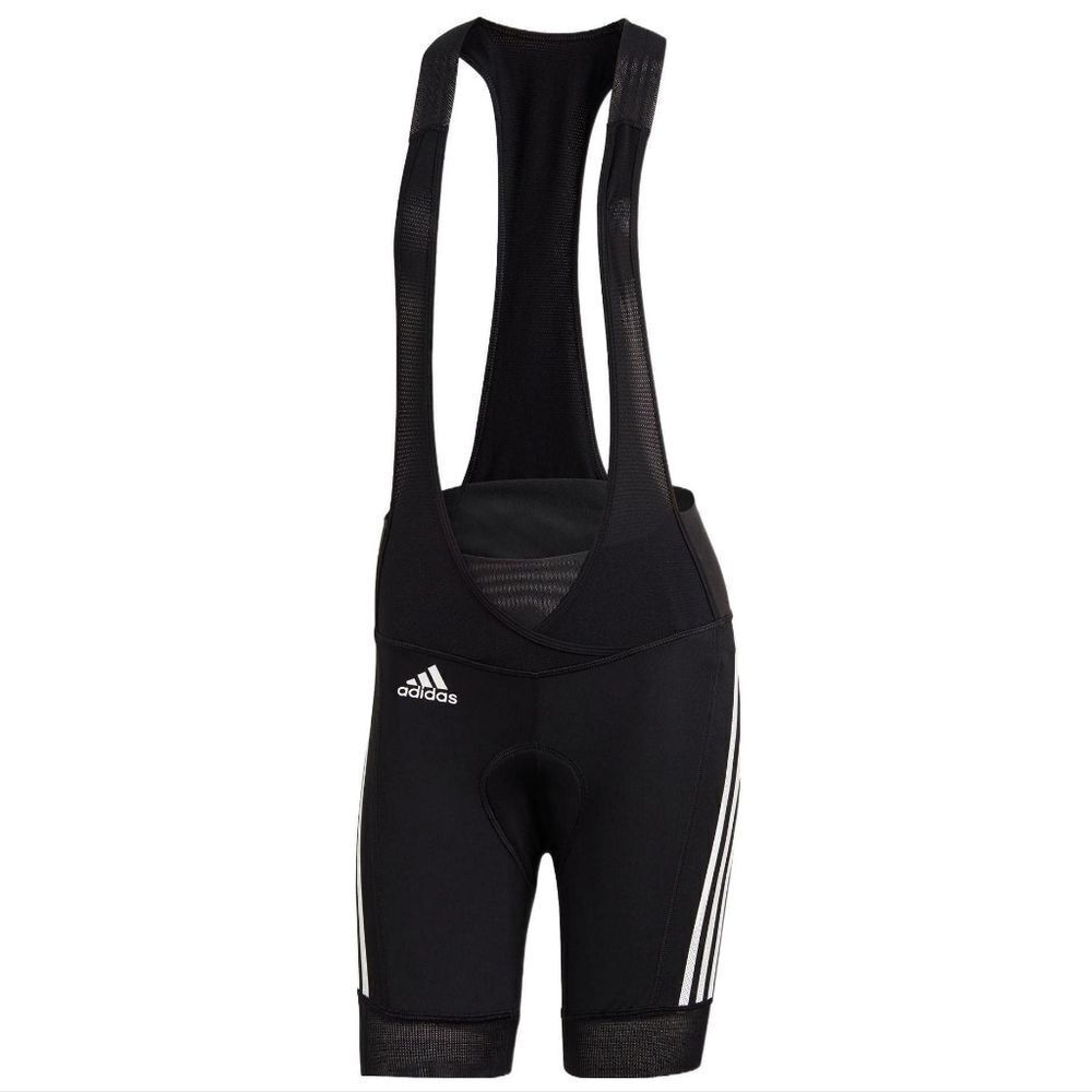 Adidas The Bib Padded Cycling Shorts Black White Women's Large Breathable Straps - Picture 2 of 15